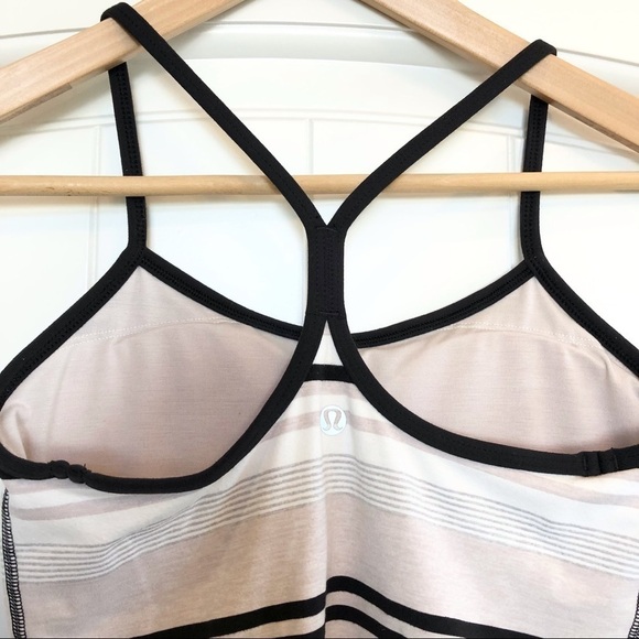 Lululemon Striped Black/White/Beige, Racerback Tank Top, Size 4 - Picture 2 of 6
